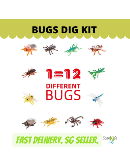 12 pcs BUGS Dinosaur Fossils Archaeological Science STEM Educational Toy Kit