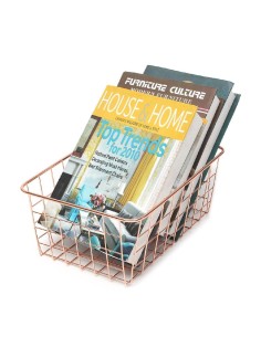 Rose Gold Basket Copper Wired Storage