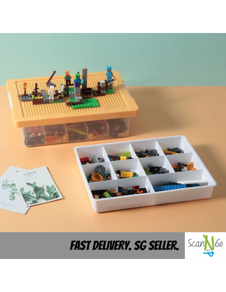LEGO Inspired STORAGE Box For Toys Organiser Stackable Transparent Clear Plastic Lightweight Multi Coloured Large Size