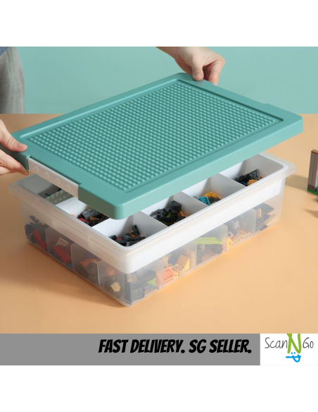 LEGO Inspired STORAGE Box For Toys Organiser Stackable Transparent Clear Plastic Lightweight Multi Coloured Large Size
