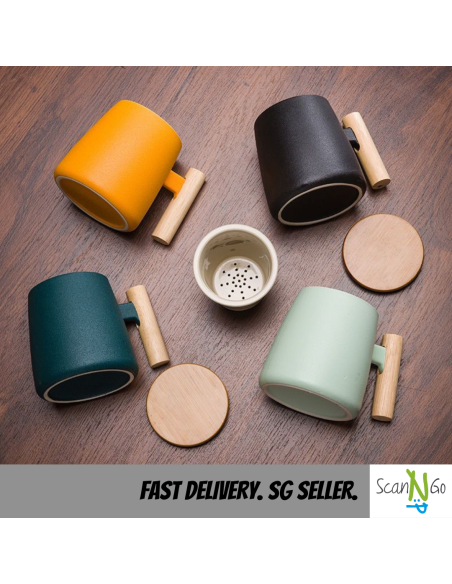 Nordic Inspired Design TEA CUP Mug with Strainer High Heat Resistant Ceramic Coffee Hot Chocolate Cup