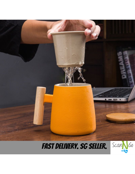 Nordic Inspired Design TEA CUP Mug with Strainer High Heat Resistant Ceramic Coffee Hot Chocolate Cup