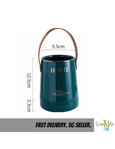 Ceramic CUTLERY HOLDER with Leather Strap Green...