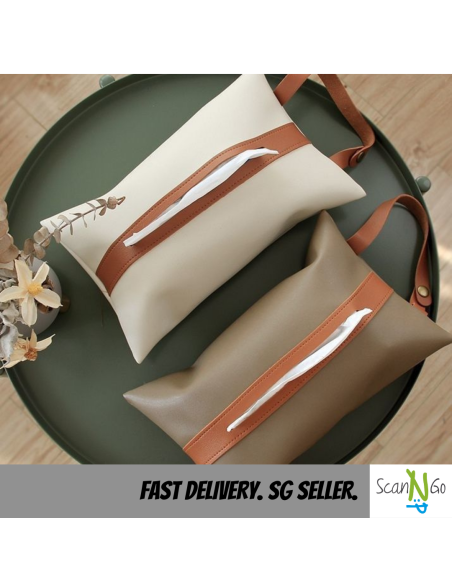 PU LEATHER CAR TISSUE BOX Napkin Facial Tissue Holder Easy Sling Hanging Type Nordic Design Minimalist Sleek