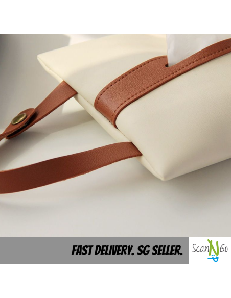 PU LEATHER CAR TISSUE BOX Napkin Facial Tissue Holder Easy Sling Hanging Type Nordic Design Minimalist Sleek