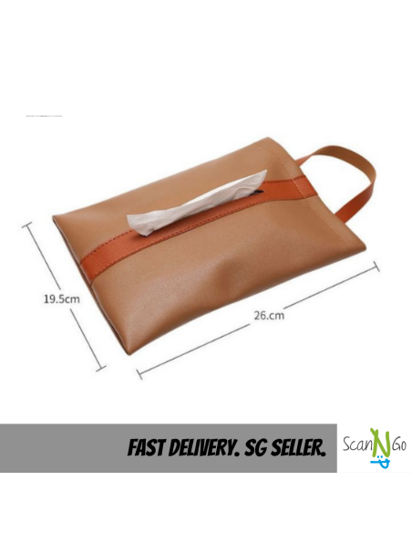 PU LEATHER CAR TISSUE BOX Napkin Facial Tissue Holder Easy Sling Hanging Type Nordic Design Minimalist Sleek