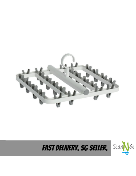 Foldable CLOTH HANGAR Clothespin 24 Clips Pegs Laundry Solution Drying Rack Hanging Socks Frame
