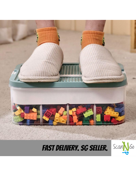 LEGO Inspired STORAGE Box 2 TIER For Toys Organiser Stackable Transparent Clear Plastic Lightweight Multi Coloured Large Size