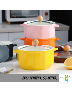 Nordic Design Ceramic Bowl with Lid Instant Noodle Bowl...