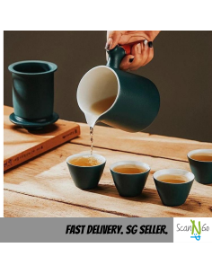 TEAPOT Set of 4 Ceramic Cups Heat & Pot Resistant... 2