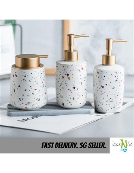 Terrazzo design BATHROOM ACCESSORIES Shampoo Shower Gel Conditioner Bottles 3-in-1 set Nordic Design