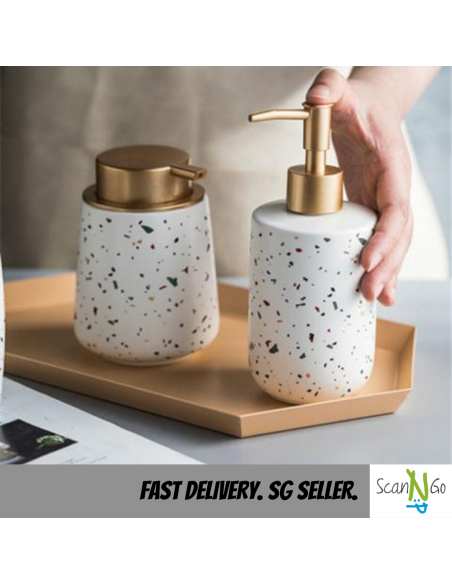 Terrazzo design BATHROOM ACCESSORIES Shampoo Shower Gel Conditioner Bottles 3-in-1 set Nordic Design