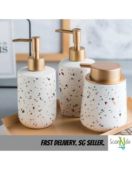 Terrazzo design BATHROOM ACCESSORIES Shampoo Shower Gel Conditioner Bottles 3-in-1 set Nordic Design