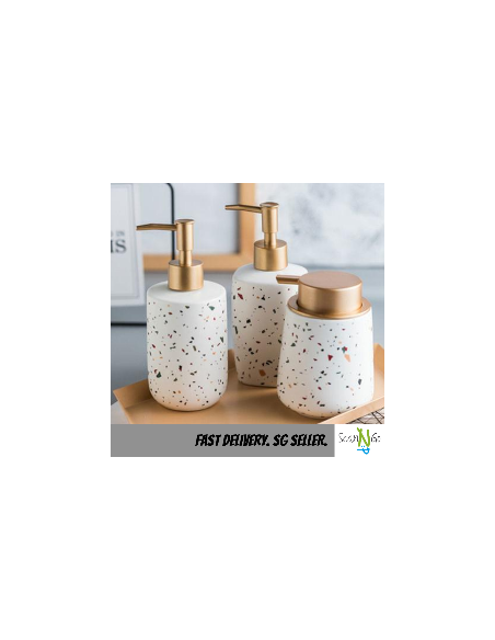 Terrazzo design BATHROOM ACCESSORIES Shampoo Shower Gel Conditioner Bottles 3-in-1 set Nordic Design