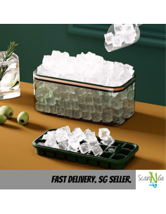 24X Silicone Ice Maker ICE CUBE TRAY Mold Storage Box Lid...