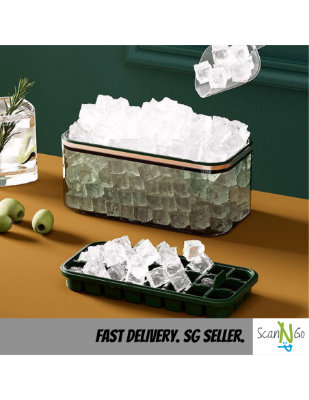 24X Silicone Ice Maker ICE CUBE TRAY Mold Storage Box Lid FREE Shovel Cold Drinks Refrigerator Nordic Design