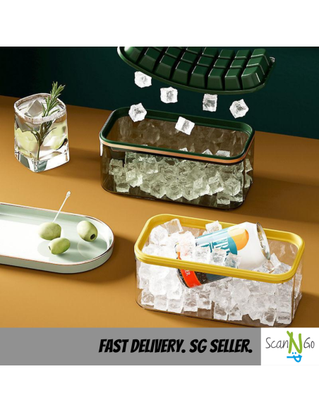 24X Silicone Ice Maker ICE CUBE TRAY Mold Storage Box Lid FREE Shovel Cold Drinks Refrigerator Nordic Design