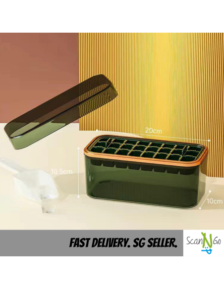 24X Silicone Ice Maker ICE CUBE TRAY Mold Storage Box Lid FREE Shovel Cold Drinks Refrigerator Nordic Design