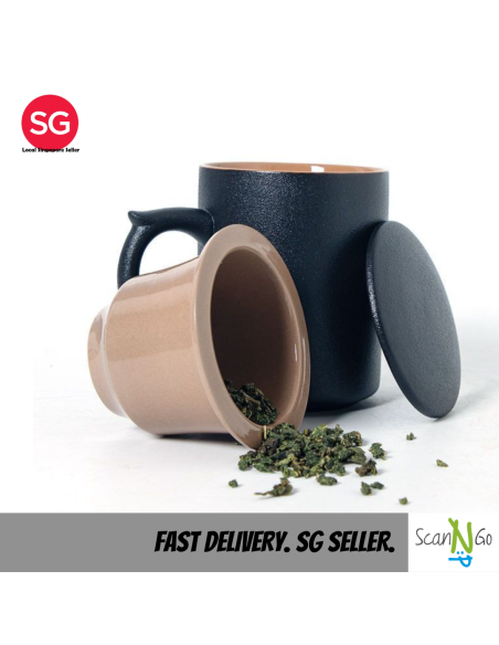 Nordic Inspired Design TEA CUP Mug with Filter High Heat Resistant 470ml Ceramic Coffee Hot Chocolate Cup