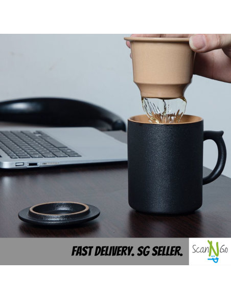 Nordic Inspired Design TEA CUP Mug with Filter High Heat Resistant 470ml Ceramic Coffee Hot Chocolate Cup