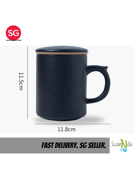 Nordic Inspired Design TEA CUP Mug with Filter High Heat Resistant 470ml Ceramic Coffee Hot Chocolate Cup