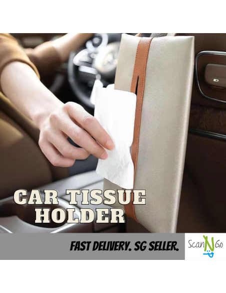 PU LEATHER CAR TISSUE BOX Napkin Facial Tissue Holder Easy Sling Hanging Type Nordic Design Minimalist Sleek