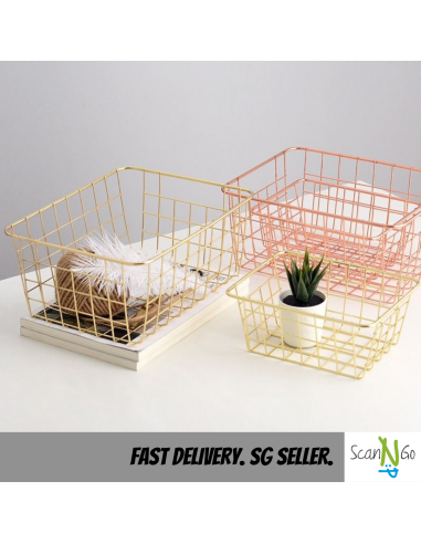Rose Gold Basket Copper Wired Storage