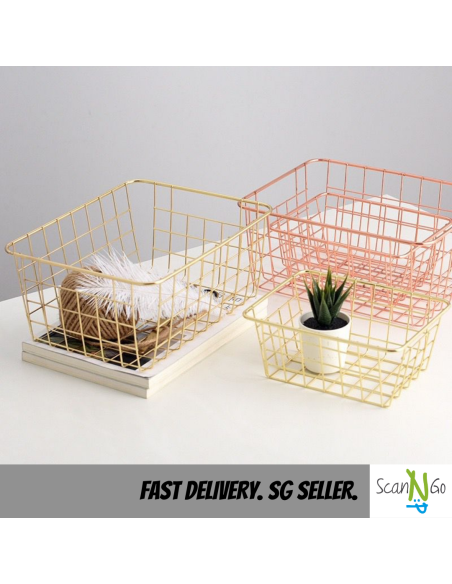 Rose Gold Basket Copper Wired Storage