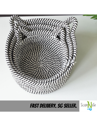 Nordic Style Cat Lovers Ears Shaped Woven Storage Organiser BASKET Cosmetic Cotton Rope Material Local Stock