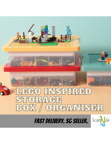 LEGO Inspired STORAGE Box For Toys Organiser Stackable Transparent Clear Plastic Lightweight Multi Coloured Large Size