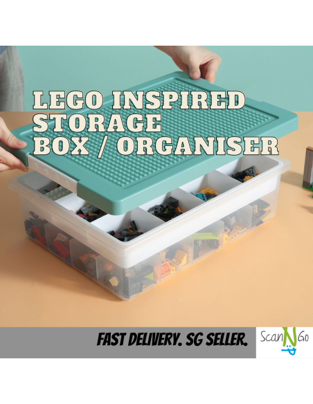 LEGO Inspired STORAGE Box For Toys Organiser Stackable Transparent Clear Plastic Lightweight Multi Coloured Large Size