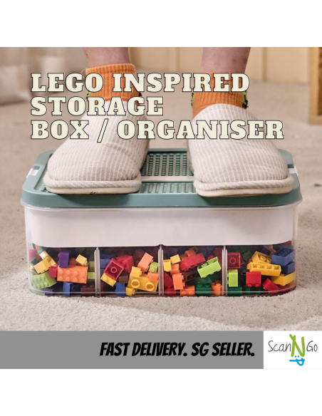LEGO Inspired STORAGE Box 2 TIER For Toys Organiser Stackable Transparent Clear Plastic Lightweight Multi Coloured Large Size