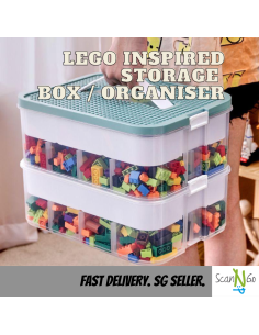 LEGO Inspired STORAGE Box 2 TIER For Toys Organiser...