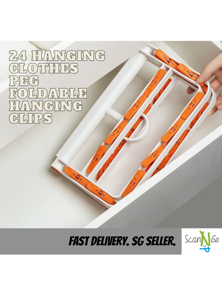 Foldable CLOTH HANGAR Clothespin 24 Clips Pegs Laundry Solution Drying Rack Hanging Socks Frame