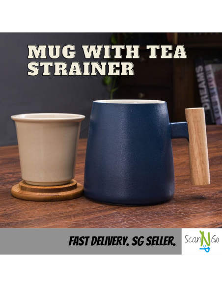 Nordic Inspired Design TEA CUP Mug with Strainer High Heat Resistant Ceramic Coffee Hot Chocolate Cup