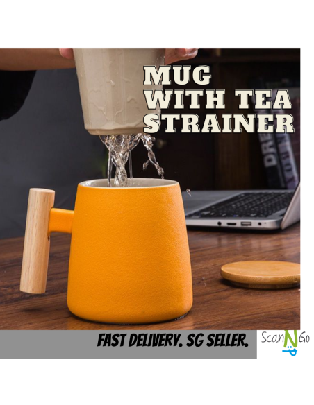 Nordic Inspired Design TEA CUP Mug with Strainer High Heat Resistant Ceramic Coffee Hot Chocolate Cup