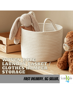 LAUNDRY Woven Rope Storage Basket with Easy Carry Handles...
