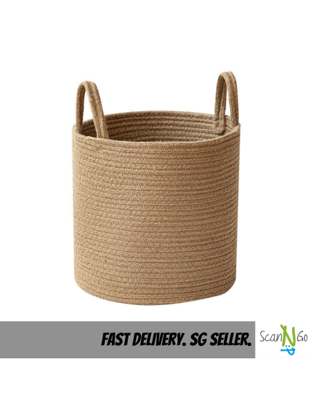 LAUNDRY Woven Rope Storage Basket with Easy Carry Handles Clothes Hamper Nordic Style Perfect for Yoga Mat