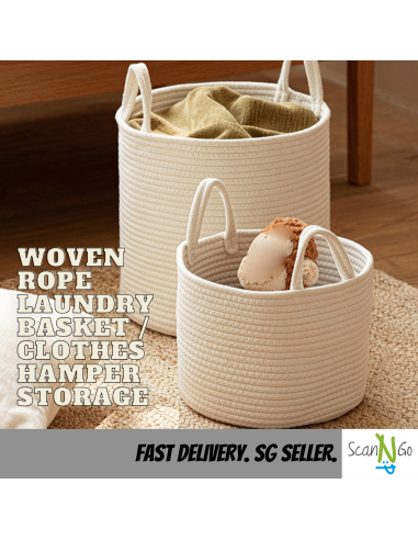 LAUNDRY Woven Rope Storage Basket with Easy...