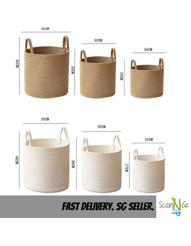 LAUNDRY Woven Rope Storage Basket with Easy...