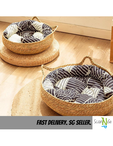 Rattan Cat Litter Dog Bed Basket Wicker Woven...