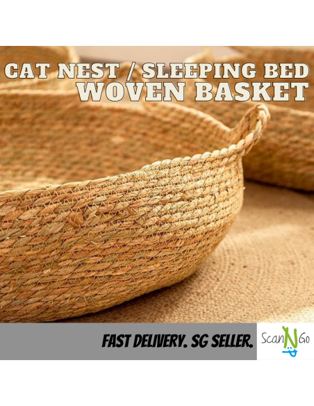 Rattan Cat Litter Dog Bed Basket Wicker Woven Basket Sleeping Detachable and Washable