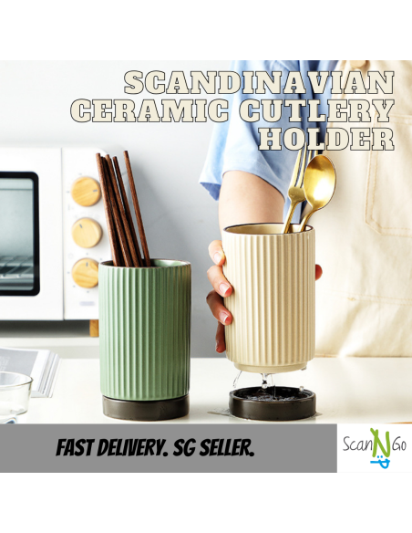 CUTLERY HOLDER Ceramic Chopstick Holder Storage Cooking Utensil Spoon Fruit Knife Kitchen Nordic Design with Strainer