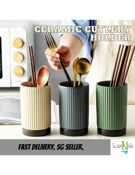 CUTLERY HOLDER Ceramic Chopstick Holder Storage Cooking Utensil Spoon Fruit Knife Kitchen Nordic Design with Strainer